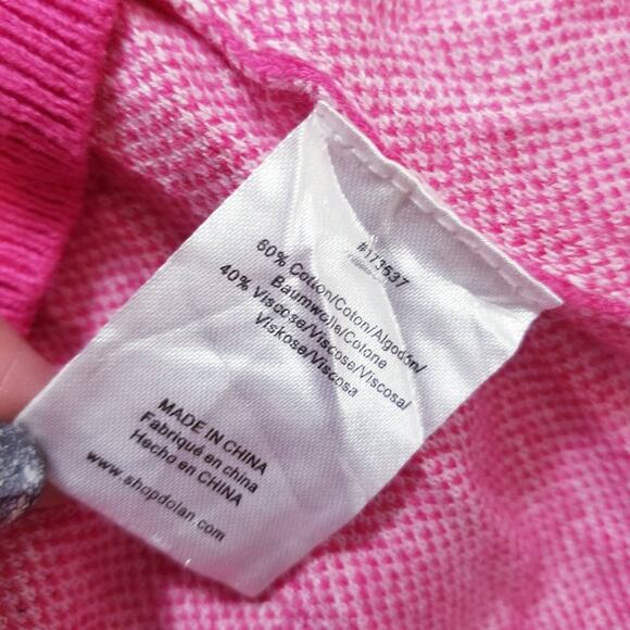 Anthropologie Dolan Striped and Houndstooth Pink Sweater - Picture 9 of 11